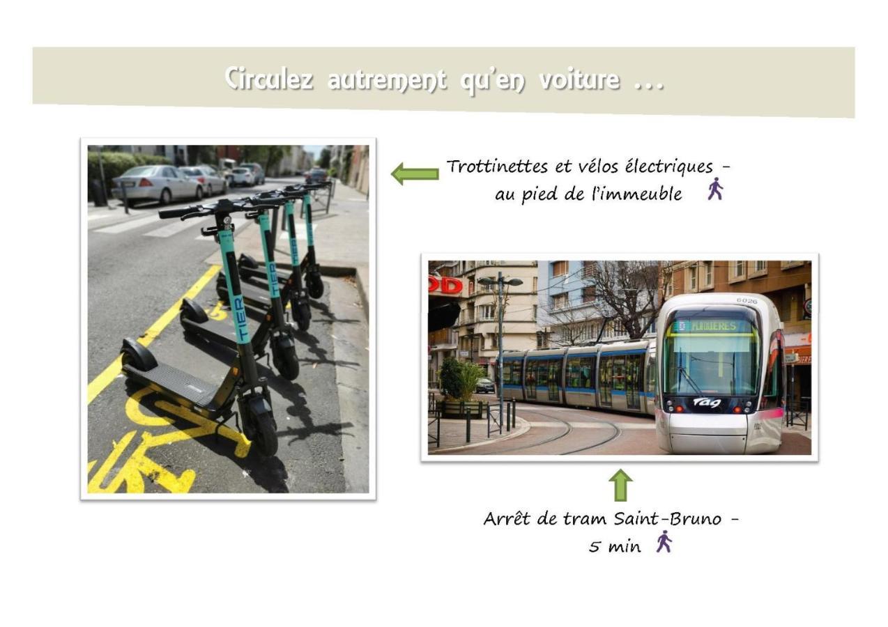 Le 62 - Spacieux T2 Avec Jardin, Parking & Tramway Grenoble